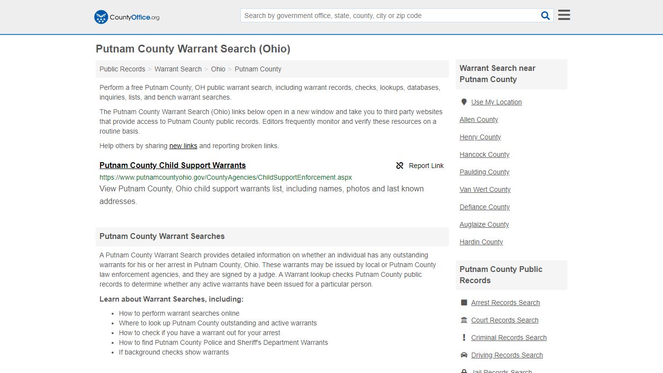 Warrant Search - Putnam County, OH (Warrant Checks & Lookups)