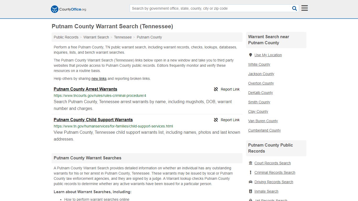 Warrant Search - Putnam County, TN (Warrant Checks & Lookups)