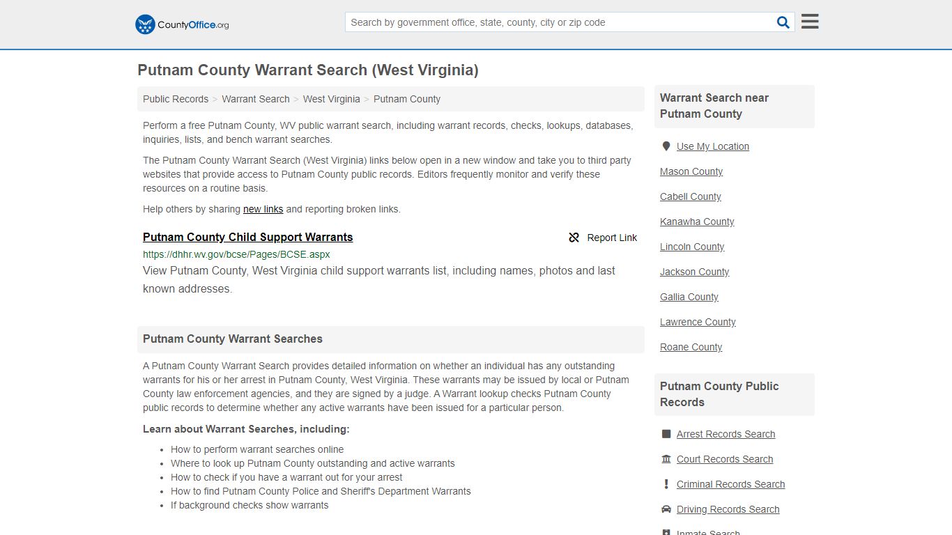 Warrant Search - Putnam County, WV (Warrant Checks & Lookups)